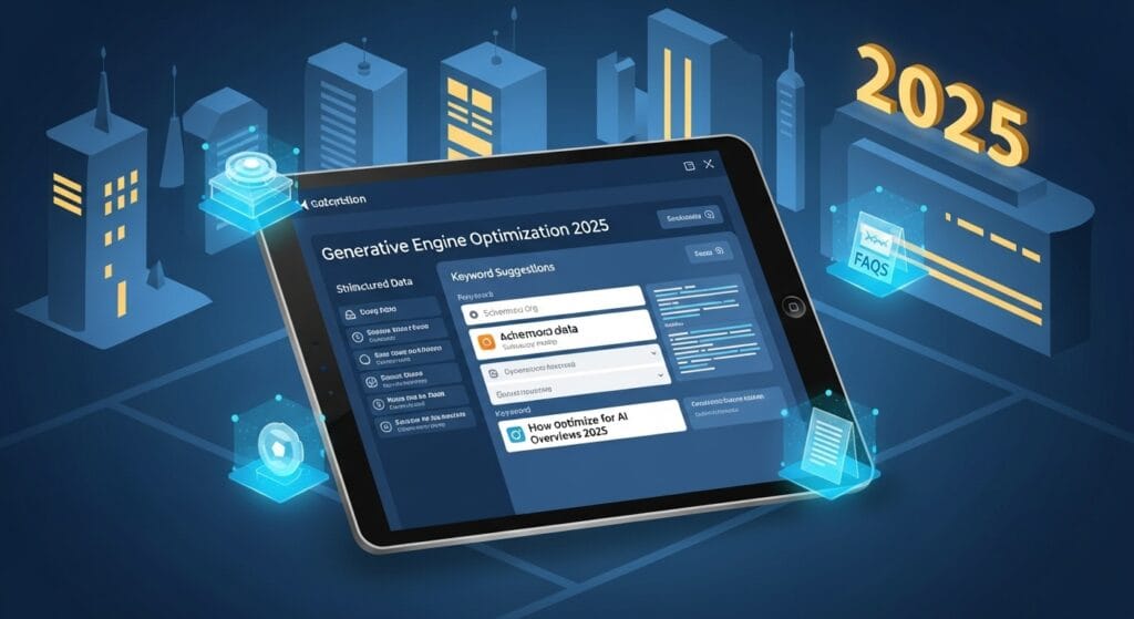 Generative engine optimization 2025 content dashboard on tablet