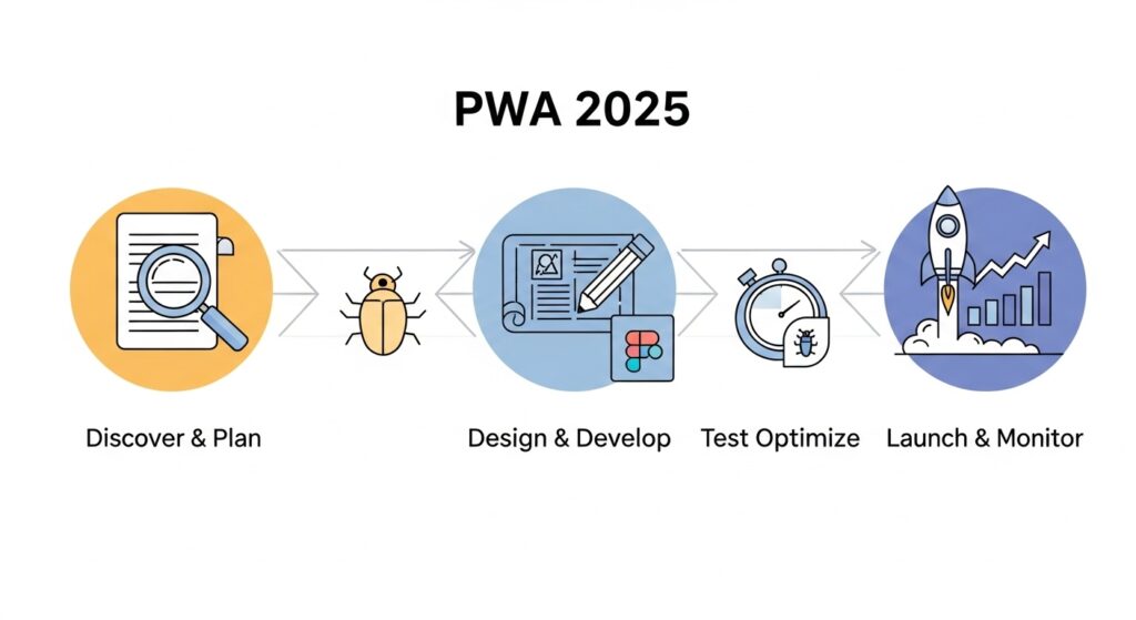 Step-by-step blueprint for PWA implementation in 2025, guiding small businesses through the development process.